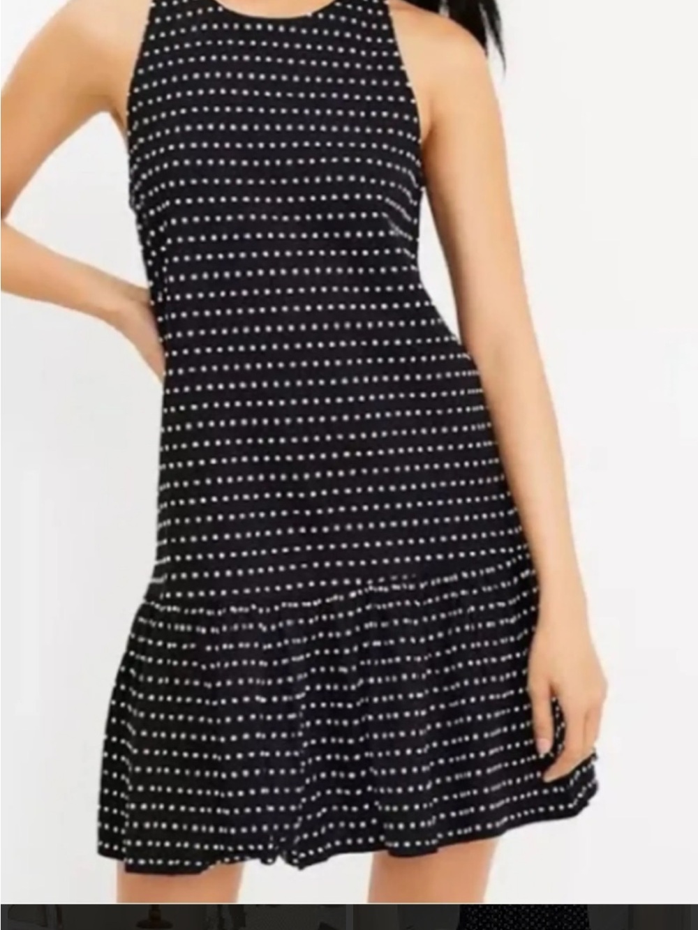 LOFT Black Dress with White Polka Dots
